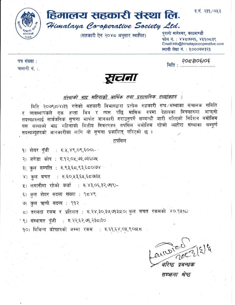 आर्थिक तथा प्रशासनिक तथ्यांकहरु, २०८३ भाद्र